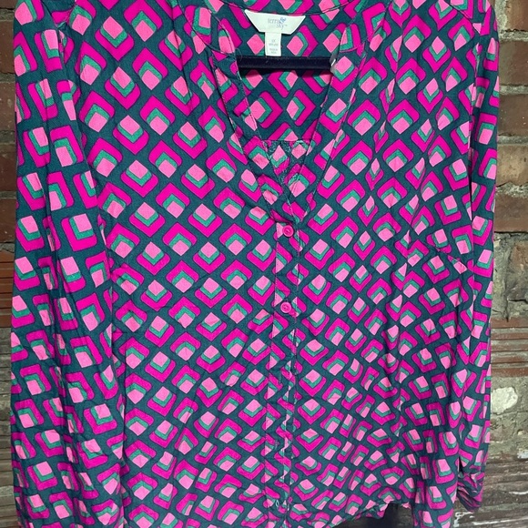 Vibrant Terra & Sky 1X blouse - Picture 1 of 8